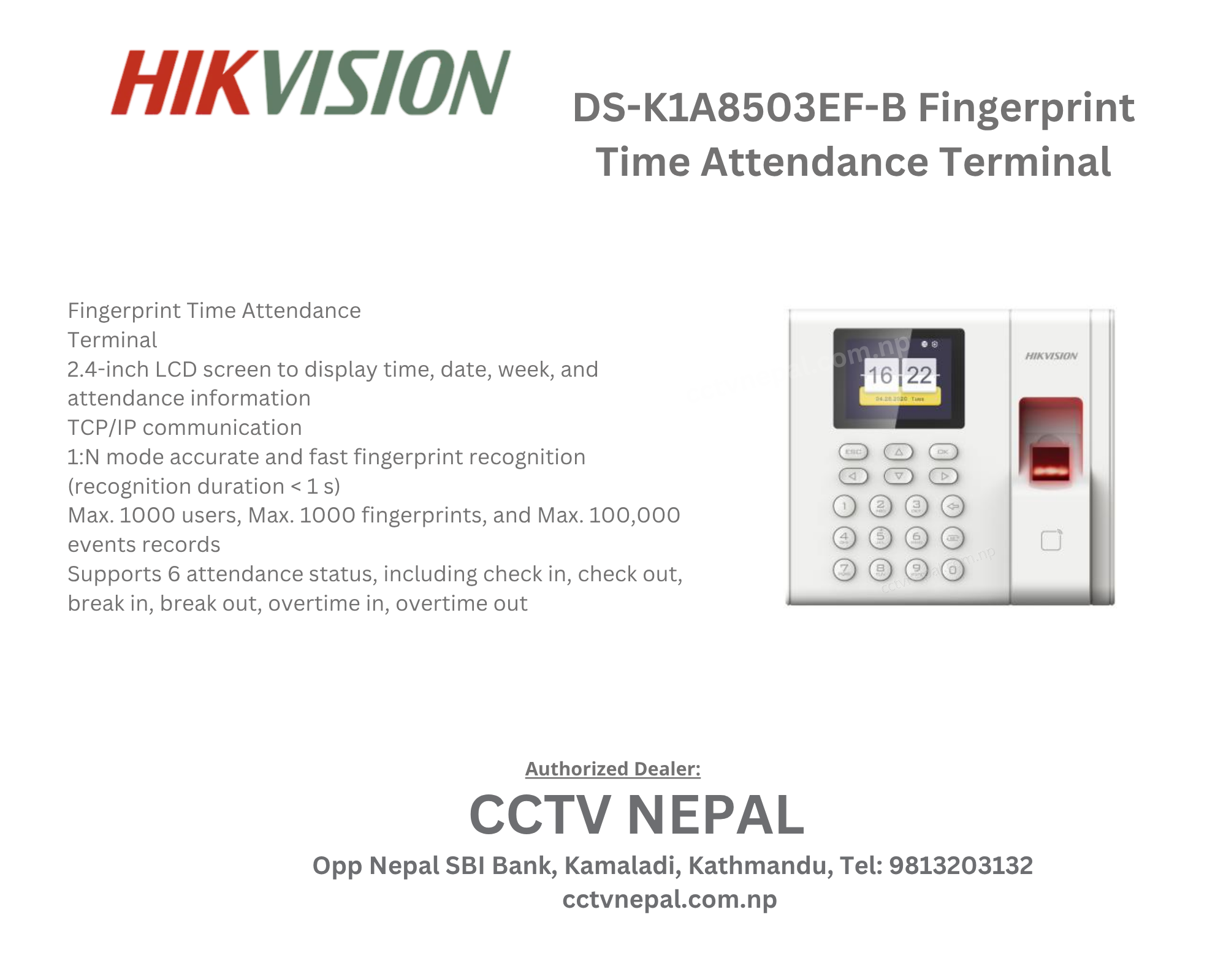 DS-K1A8503EF-B Fingerprint Time Attendance  Terminal Featured Image