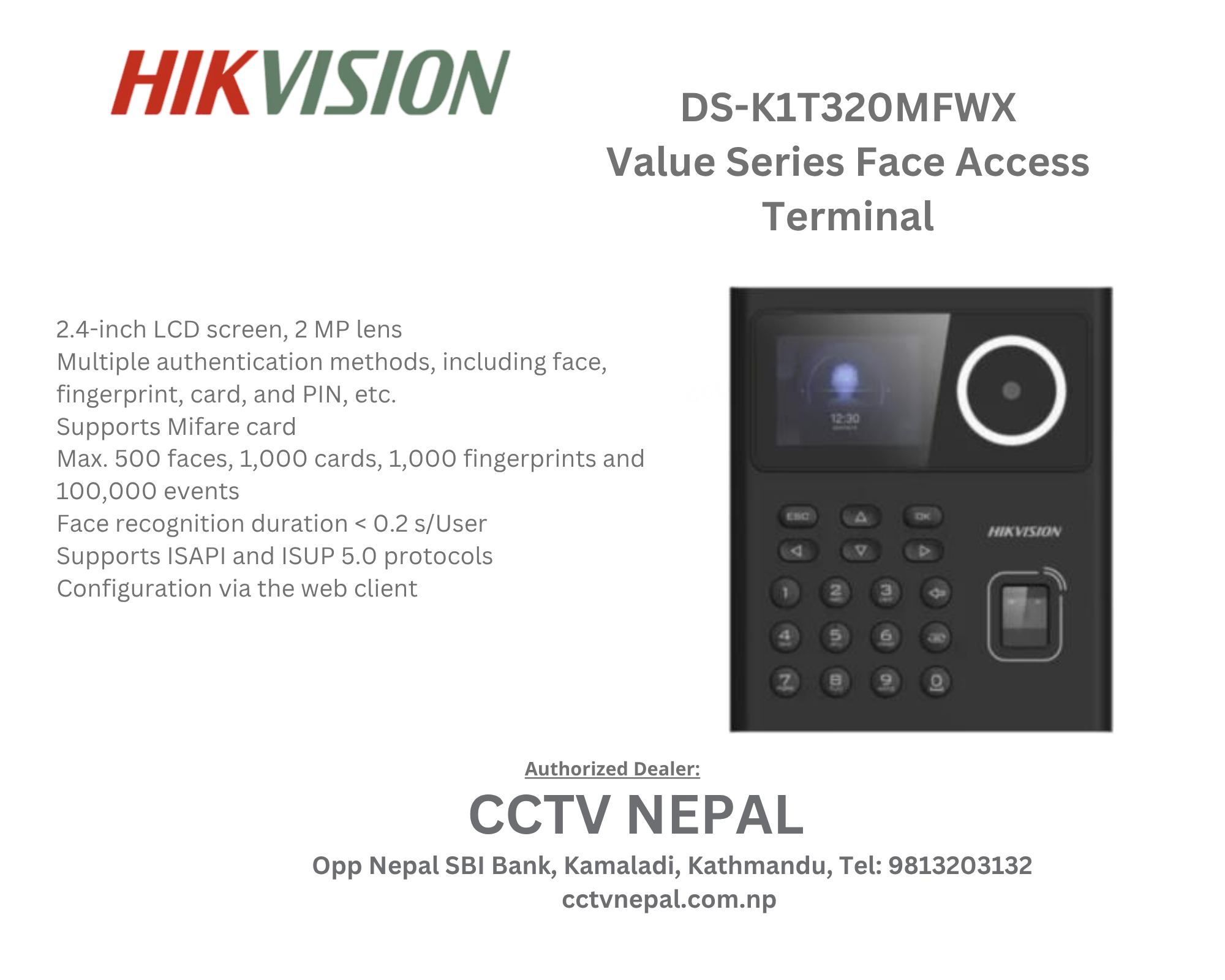 DS-K1T320EFWX-B Value Series Face Access Terminal Featured Image