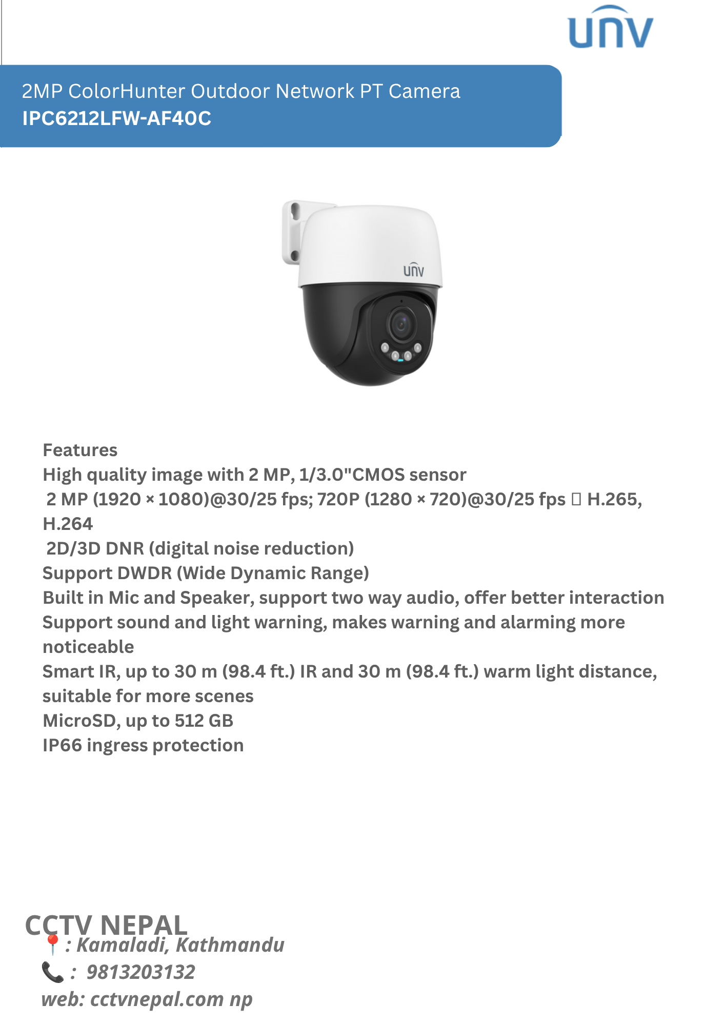 4MP Color Hunter Outdoor Network PT Camera IPC6214LFW-AF40C Featured Image