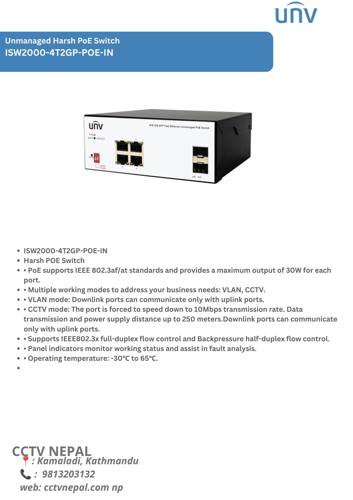 ISW2000-4T2GP-POE-IN Harsh POE Switch Featured Image