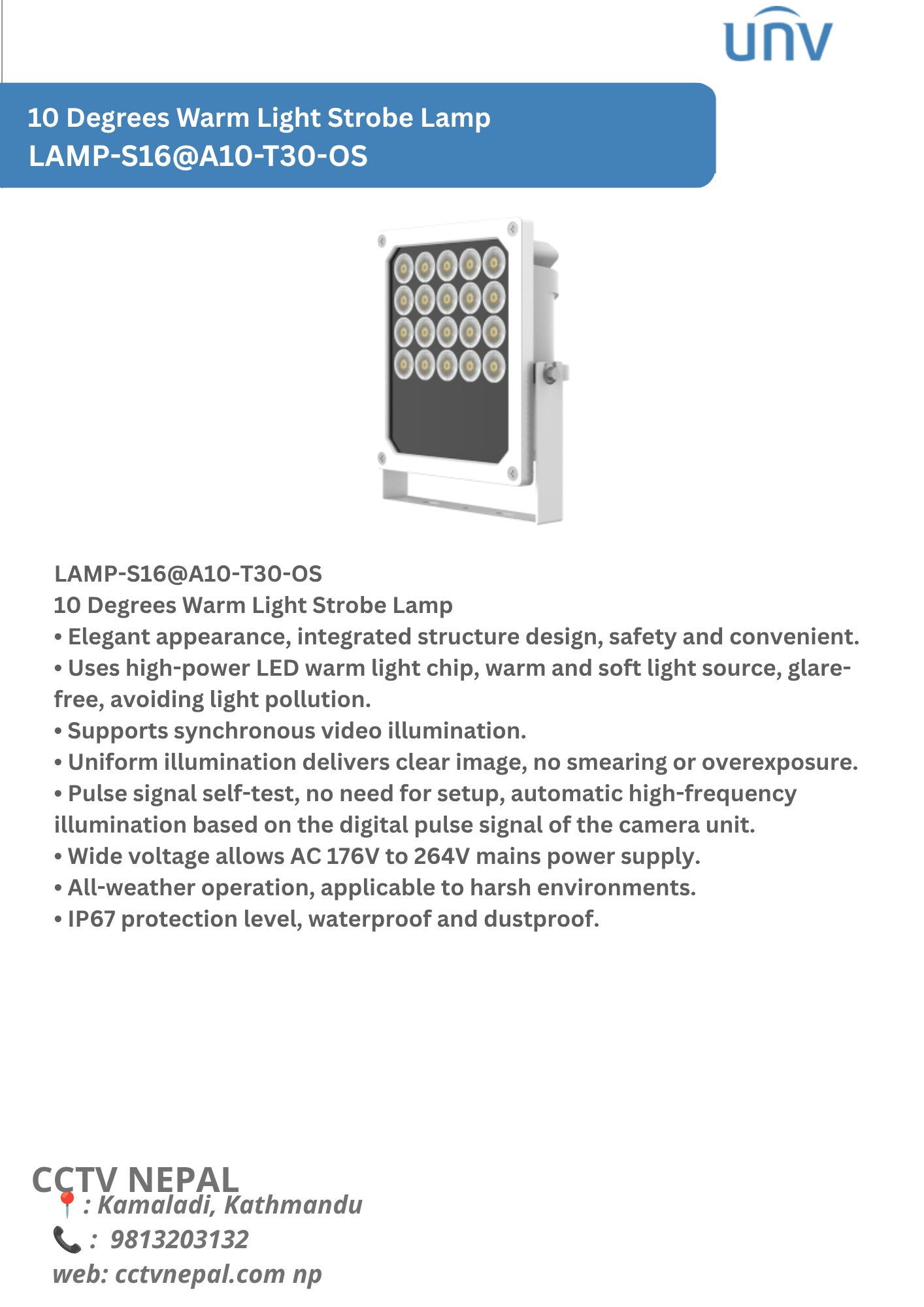 10 Degrees Warm Light Strobe Lamp LAMP-S16@A10-T30-OS Featured Image