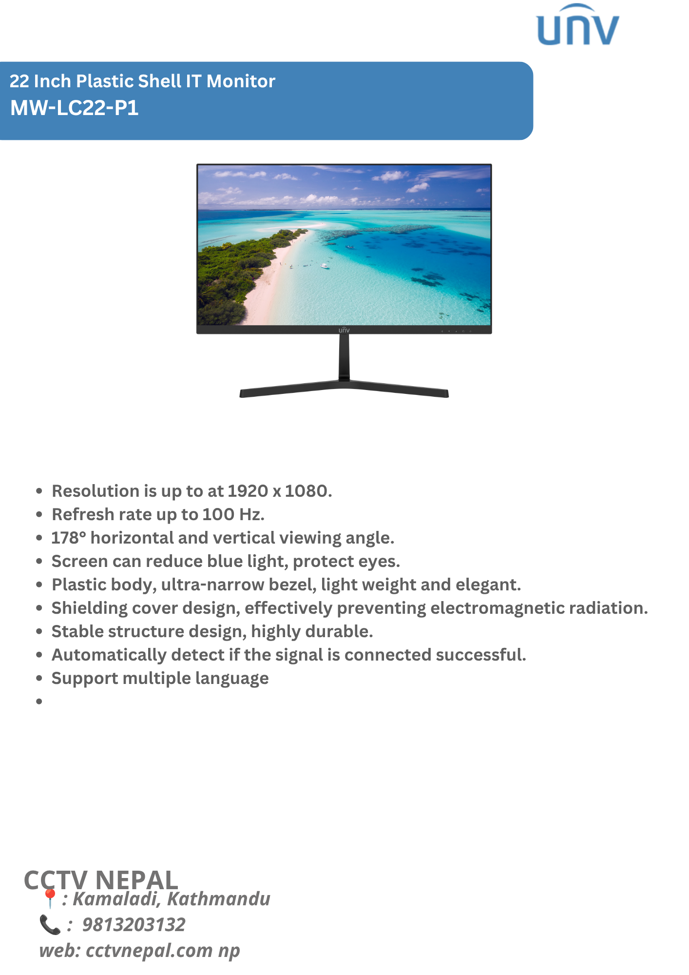 22 Inch Plastic Shell IT Monitor  MW-LC22-P1 Featured Image