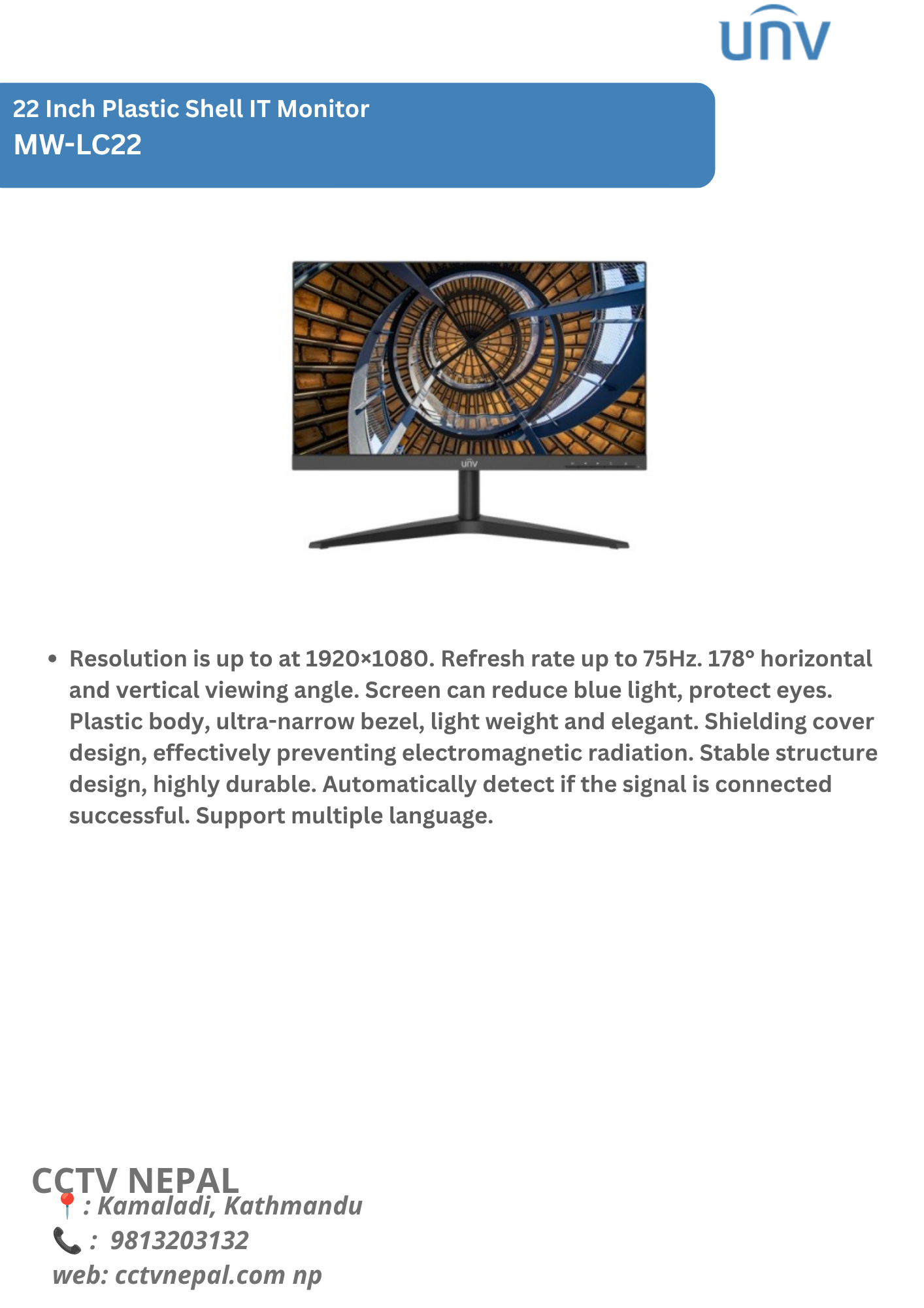 22 Inch Plastic Shell IT Monitor  MW-LC22 Featured Image