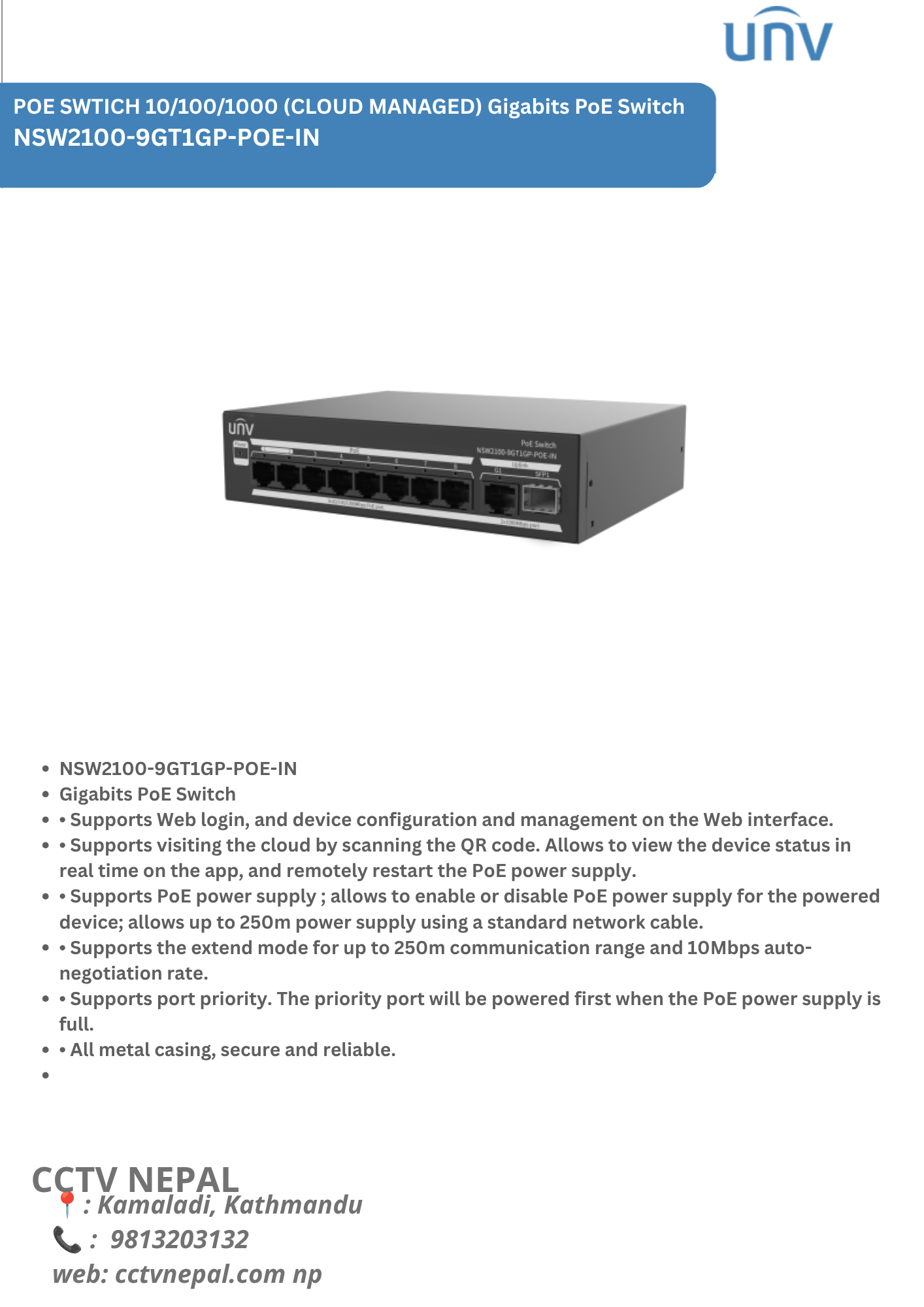 NSW2100-9GT1GP-POE-IN Gigabits PoE Switch Featured Image
