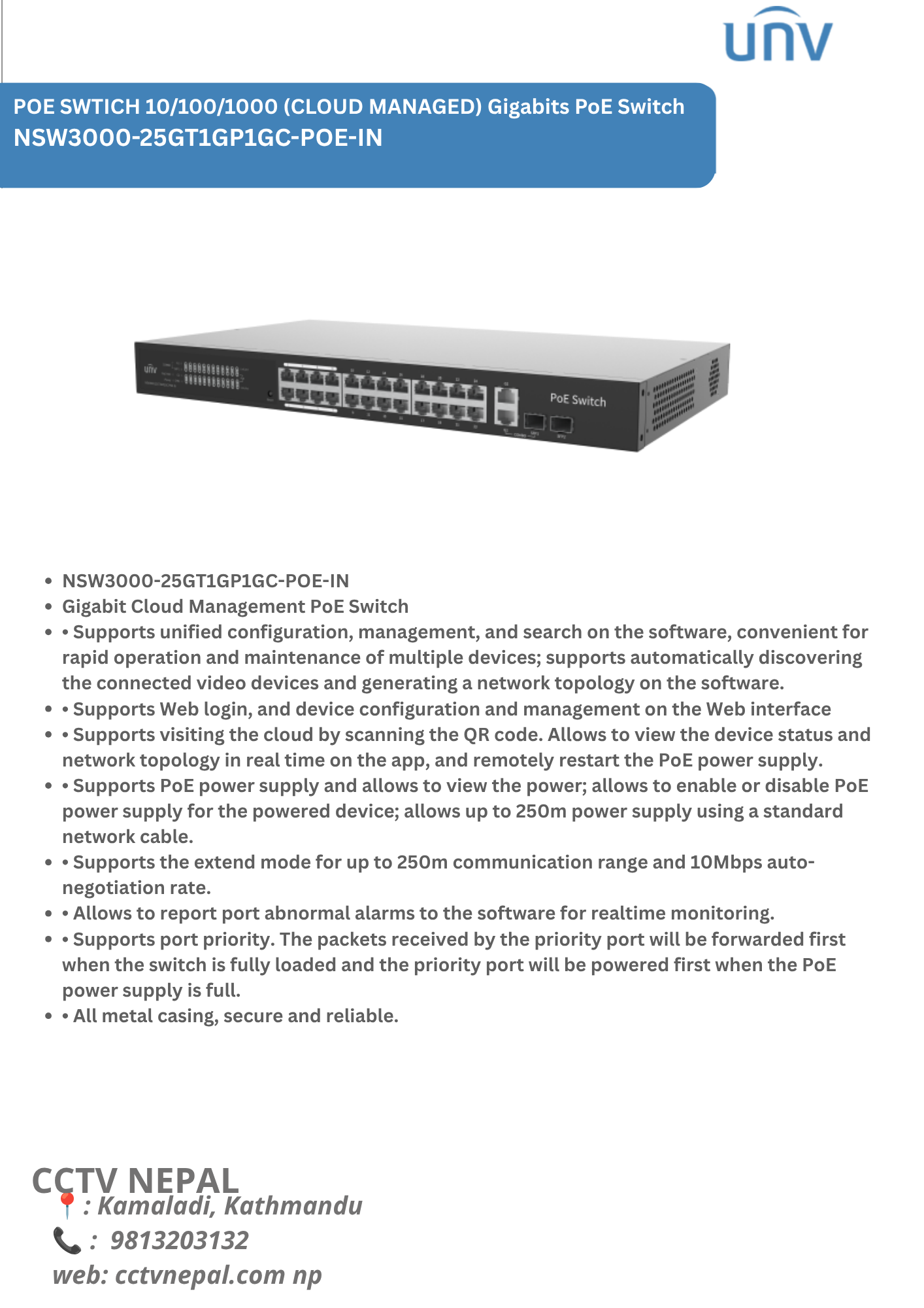 NSW3000-25GT1GP1GC-POE-IN Gigabit Cloud Management PoE Switch Featured Image