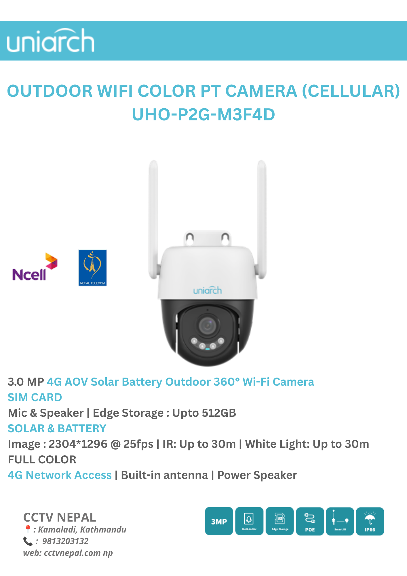 OUTDOOR WIFI COLOR PT CAMERA (CELLULAR) UHO-P2G-M3F4D Featured Image
